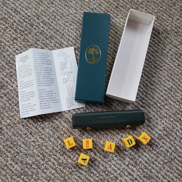 Levenger Other - Vintage 7 Piece Levenger Bakelite Crossword Dice Set Leather Case & Instructions